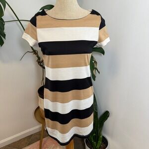 Charming Charlie Striped Boatneck Short Sleeve‎ Knee Length Dress Women's Size S